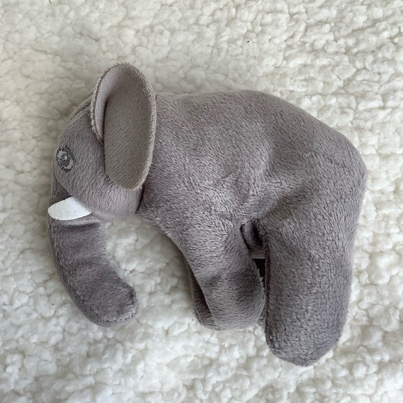 Small 5 inch Gray Elephant White Tusks Embroidered Eyes Plush Stuffed Animal Toy - Picture 6 of 6
